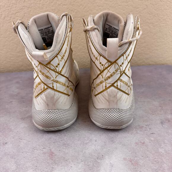 Under Armour Highlight HOVR Ace Sz 8.5 White Gold High-Top Volleyball Shoes - Picture 4 of 14